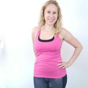 SOYBU Workout Tank Top Built in Bra Medium Pink Sleeveless Athletic Shirt